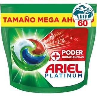 Detergente cápsulas Extra Poder Quitamanchas Todo en 1 Pods bolsa 60 cápsulas - Ariel