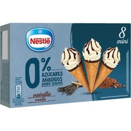 Mini conos de helado de vainilla 0% azúcar añadido 8 unidades estuche 480 ml - Nestle