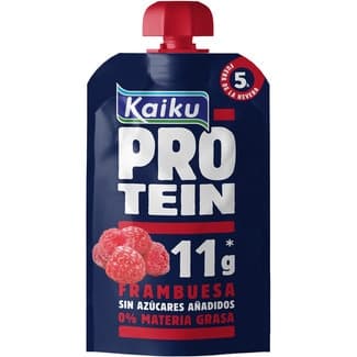 Protein frambuesa sin azúcares añadidos pouch 110 g preparado lácteo fermentado con frambuesas y edulcorantes sin lactosa - Kaiku