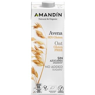 Bebida de avena ecológica, sin gluten, sin azúcares añadidos y vegana brik 1 l - Amandin