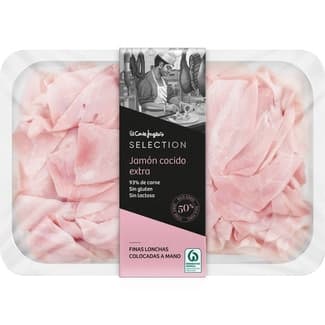 Jamón cocido 50% raza Duroc en finas lonchas colocadas a mano sin gluten sin lactosa envase 150 g - El Corte Ingles Selection
