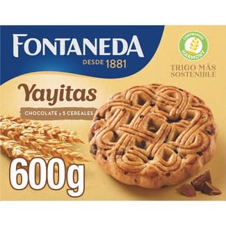 Galletas de desayuno con chocolate y 5 cereales paquete 600 g - Fontaneda Yayitas