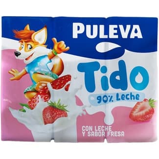 Tido batido de fresa 90% de leche sin gluten pack 6 briks 200 ml - Puleva