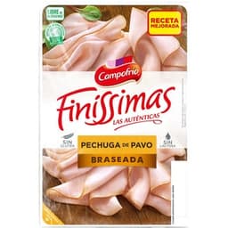 Finíssimas pechuga de pavo braseada en lonchas sin gluten sin lactosa envase 110 g - Campofrio