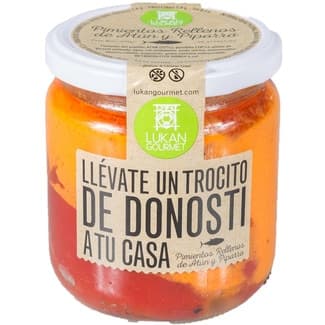 Pimientos rellenos de atún y piparra 4 unidades tarro 300 g - Lukan Gourmet