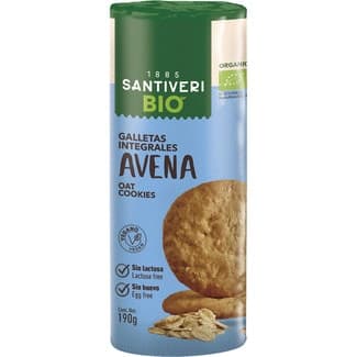 Organic Bio galletas integrales de avena ecológicas sin lactosa paquete 190 g - Santiveri
