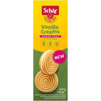 Galletas rellenas de crema vainilla sin gluten sin lactosa envase 115 g - Schar