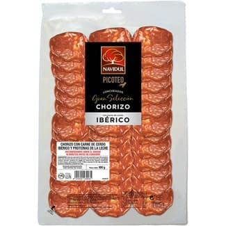 Gran Selección chorizo ibérico en lonchas sin gluten envase 100 g - Navidul