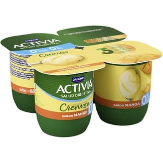 Bífidus cremoso sabor mango desnatado 0% m.g. 0% azúcares añadidos pack 4 unidades 115 g - Danone Activia
