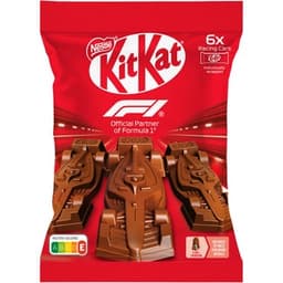 Galleta recubiertas de chocolate con leche Fórmula 1 6 Racing Cars envase 66 g - Nestle Kitkat