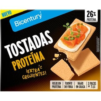 Tostadas proteína extra crujientes 3x7 unidades caja 125 g - Bicentury