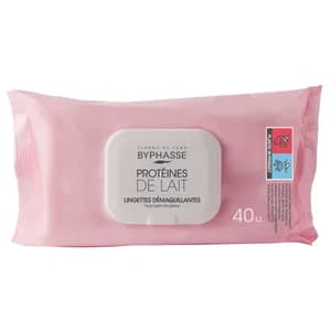BYPHASSE Toallitas desmaquillantes con proteínas de leche, para todo tipo de pieles BYPHASSE 40 uds.