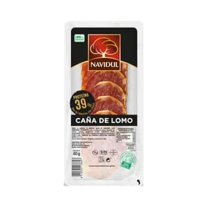 NAVIDUL Caña de lomo cortada en finas lochas, elaborada sin gluten NAVIDUL 40 g.