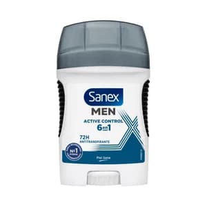 SANEX Men active control Desodorante stick para hombre antitranspirante hasta 72 horas 50 ml.