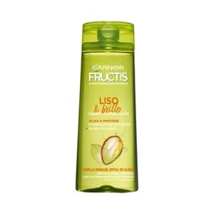 FRUCTIS Champú fortificante sin parabenos, para cabellos rebeldes o difíciles de alisar FRUCTIS Liso y brillo de Garnier 360 ml.