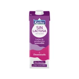 KAIKU Leche de vaca desnatada (0% materia grasa) sin lactosa y con ácido fólico 1 l.