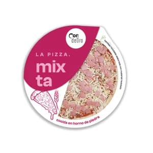 DEORO Pizza fresca de jamón y queso cocida en horno de piedra DEORO 400 g.