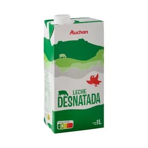 AUCHAN Leche desnatada de vaca 1 l. Producto Alcampo