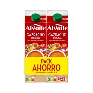 ALVALLE Gazpacho receta original, elaborado con ingredientes 100% naturales 2 x 1 l.