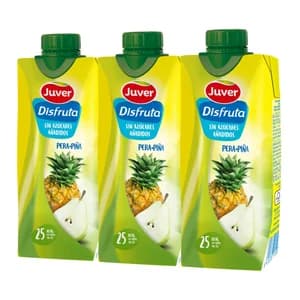 JUVER Néctar de pera y piña, sin azúcares añadidos JUVER DISFRUTA brick de 3 uds x 33 cl.