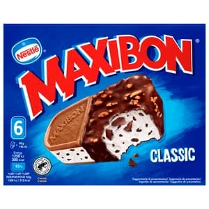 MAXIBON Classic Sandwich de helado de nata con trozos de chocolate, avellana y galleta 6 x 140 ml.