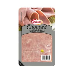 SERRANO Chopped cocido en lata, cortado en lonchas, elaborado sin gluten ni lactosa SERRANO 115 g.