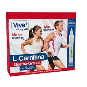 VIVE+ SALUD Y VIDA Complemento alimenticio con edulcorante a base de L-Carnitina líquida 12 uds. 120 ml.