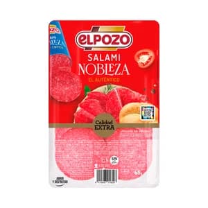 EL POZO Nobleza Salami calidad extra, elaborado sin gluten, cortado en lonchas 65 g.