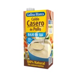 GALLINA BLANCA Caldo de pollo bajo en sal brik de 1 l.