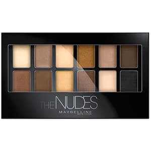 MAYBELLINE The nudes palette Paleta de sombras de ojos con 12 tonos de larga duración con aplicador incluido y acabado mate y satinado, con alta pigmentación.