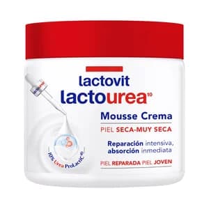 LACTOVIT Lactourea Crema textura mousse reparadora, para piel seca y muy seca 400 ml.