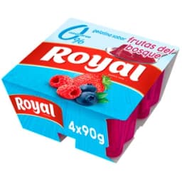 ROYAL Gelatina con sabor a frutos bosque y 0 % azúcares ROYAL 4 x 90 g.