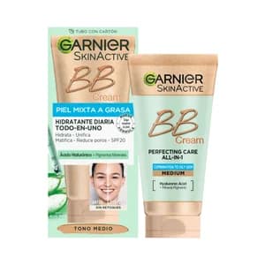 GARNIER Crema correctora y anti-imperfecciones para pieles mixtas a grasas, tono medio y SPF 20 GARNIER Skin active BB Cream 40 ml.
