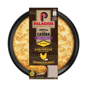 PALACIOS Tortilla fresca receta casera con cebolla y con aceite de oliva virgen extra PALACIOS 650 g.