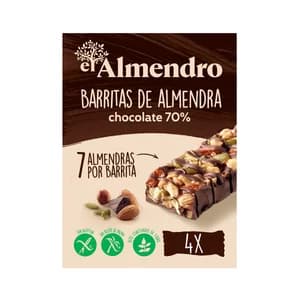 EL ALMENDRO Barrita de almendra con chocolate negro pack de 4 uds x 25 g.