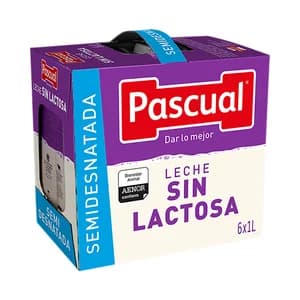 PASCUAL Leche semidesnatada sin lactosa procedente de vacas con bienestar garantizado 6 x 1l.