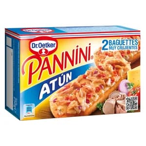 DR. OETKER Pannini crujiente con topping de tomate y cubierto por Edam, atún. tomate y cebolla 2 x 125 g.