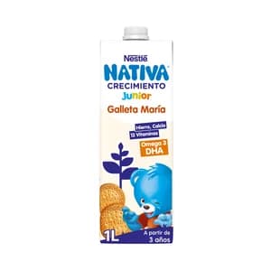 NATIVA Junior de Nestlé Leche de crecimiento con sabor a galleta Maria, a partir de 3 años 1 l.