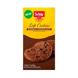 SCHÄR Galletas (cookies) doble chocolate, elaboradas sin gluten 6 x 35 g.