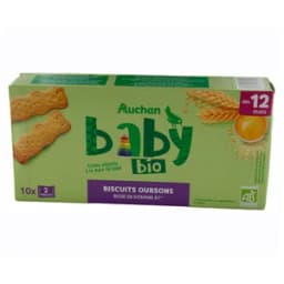 PRODUCTO ALCAMPO Galletas ecolólogicas con forma de ositos en 10 sobres de 2 uds, a partir de 12 meses