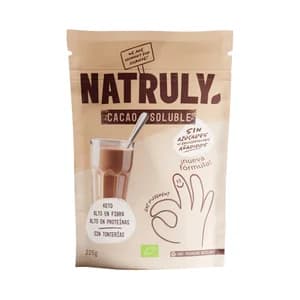 NATRULY Cacao soluble ecológico sin azúcares añadidos 225 g.
