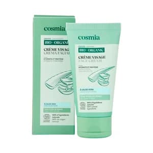 COSMIA Bio Crema facial hidratante con aloe vera ecológico para todo tipo de pieles 50 ml.