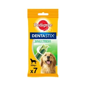 PEDIGREE Sancks dentales para perros. + 25 kg, PEDIGREE DENTASTIX DAILY FRESH 7 uds. 270 g.