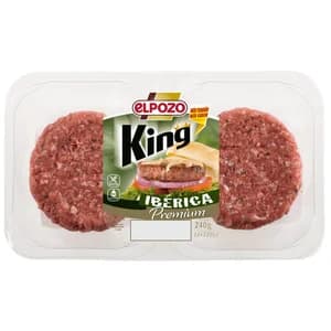 Burger meat premium de cerdo ibérico, elaborada sin gluten ni lactosa EL POZO King 2 x 120 g.