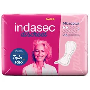 INDASEC Discreet Compresas de incontinencia microplus para pérdidas de orina leves 16 uds.