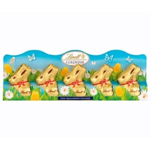 LINDT Figuras de Pascua conejitos de chocolate con leche pack 5 uds.50 g.
