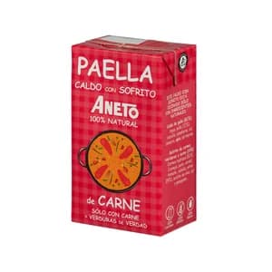 ANETO Caldo con sofrito para paella de carne y verduras 100% natural brik de 1 l.