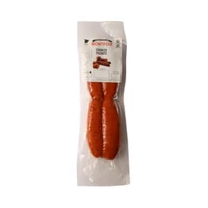Chorizo fresco oreado picante, envasado al vacio y elaborado sin gluten ni lactosa MONTFOIX 280 g.