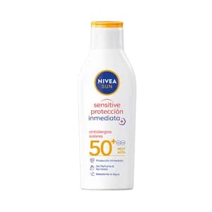 NIVEA Sun sensitive protección Leche solar resistente al agua, sin perfume y con FPS 50+ (muy alta) 200 ml.