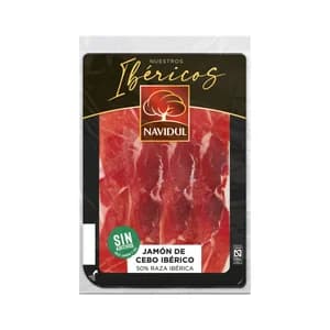 NAVIDUL Jamón de cebo ibérico (50% raza ibérica) cortado en lonchas con separador 104 g.